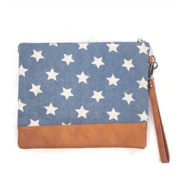 Imoshion Handbags - Imoshion Star Denim Large Wristlet Clutch